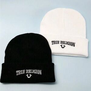 True Religion Black and White Beanies